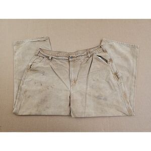 Vintage Carhartt Dungaree Fit Carpenter Pants 42x30 Khaki Distressed B11 BRN